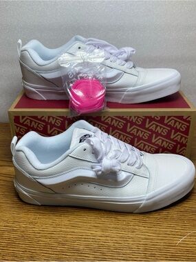 Vans Knu Skool Leather True White Skate Shoes W/ Extra Laces Men’s Size 11.5 NEW